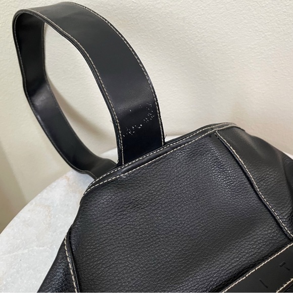 Vintage 90’s Esprit Black Faux Leather Slingback Bucket Backpack main image 4